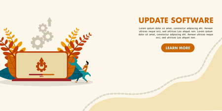 concept Update software. The process of upgrading the latest software, Changing to a newer version and installing the program. Can be used for web landing pages, banners, mobile apのイラスト素材