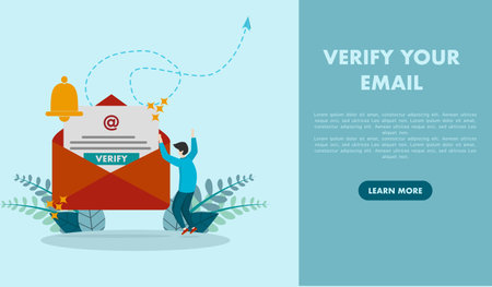 Email verification concept. get incoming email. Send and receive verification emails. Can be used for web landing pages, banners, mobile apps. Vector Illustrationのイラスト素材