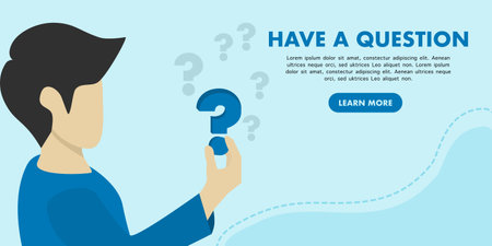 concept of question, customer support, problem, solution. flat vector illustration landing page templateのイラスト素材