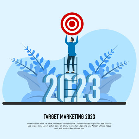 New Year's 2023 targets and goals. Business people who set targets in 2023. Plan for the future. Year 2023 Successful Financial Opportunityのイラスト素材