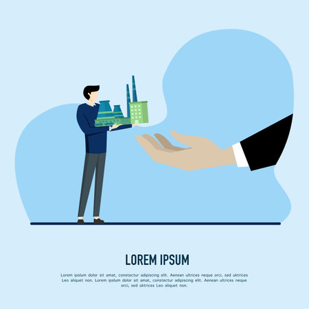 Buying companies, hands that acquire companies and business people who give up companies. acquisition or takeover agreement, sale offer or company merger.のイラスト素材