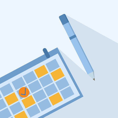 business meeting planning, travel plans or project milestones and reminders, month for year calendar closing, business meeting planning or travel planning conceptのイラスト素材