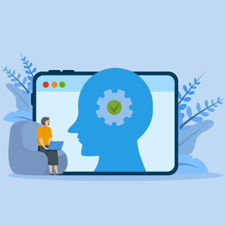 Concept of success and self improvement. Education and personal growth concept. Character self-learning, self-improvement, and receive rewards. Vector illustration.のイラスト素材