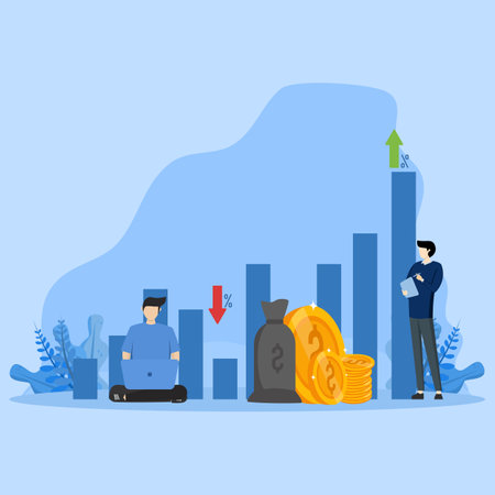 Statistical analysis and research data information auditing concept. Closeup check of business finance chart for accounting planning or retained earnings calculation vector.のイラスト素材