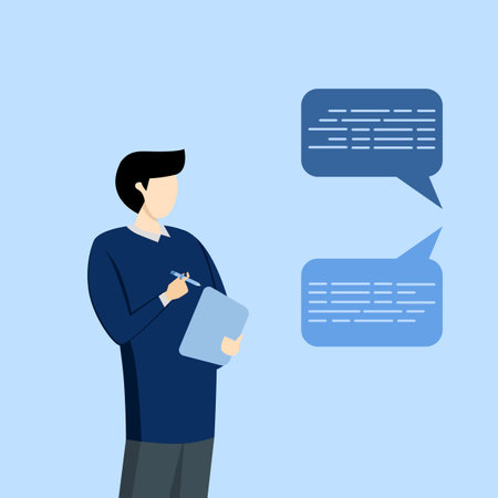 concept of writing important information, Taking notes or minutes of meeting, conclusion or summary, educational lecture, confident businessman taking notes in meeting while listenのイラスト素材