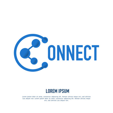 Abstract Initial C Letter Logo. logo connect with Blue Gradient. Can Be Used for Network and Technology Business Logo. Flat Vector Logo Design Template Elements.のイラスト素材
