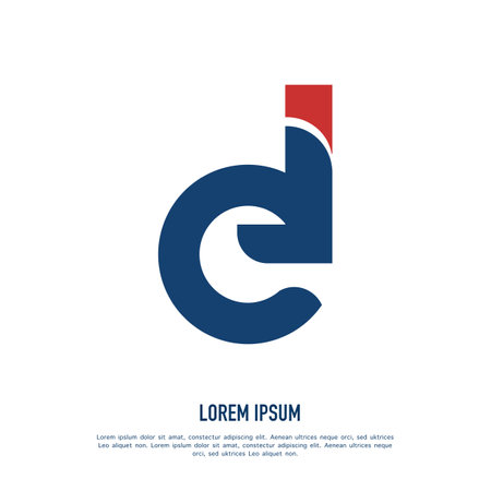 Minimalistic abstract letter EI logo in blue and red colors. This EI logo icon combines two abstract shapes in a creative process. suitable for branding or business identity.のイラスト素材