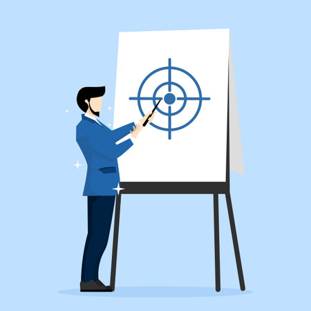 goals and objectives concept, Scope of work, define work to be done agreement document, plan or strategy in project management, smart entrepreneur project manager present scopeのイラスト素材