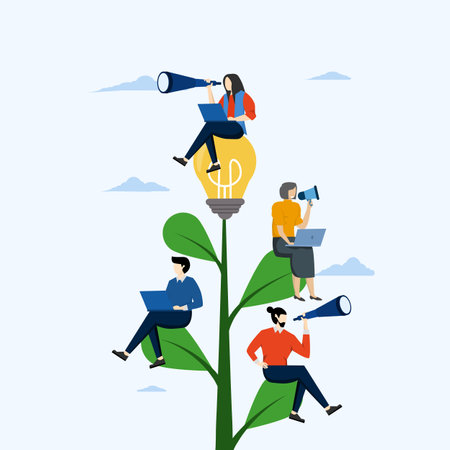 Good corporate culture or employee values, organization, team success or career growth, community participation or company growth, HR concept, business employee working on growingのイラスト素材