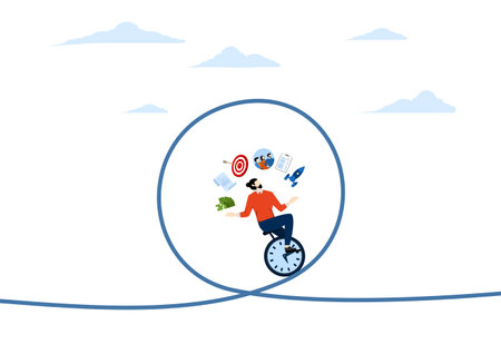 agile development cycle. The project management process to manage and develop with the resources to produce quality products, the balance of the entrepreneur project managerのイラスト素材