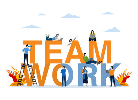 the business concept, said entrepreneur mutual cooperation to build teamwork, the concept of teamwork or jointly building a business or towards a goal. construction business projecのイラスト素材