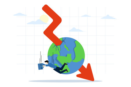 Global Recession or Economic Slowdown. global financial crisis. Effect of inflation. inflation on global markets. The stock market is volatile. businessman falling down arrow Graphのイラスト素材