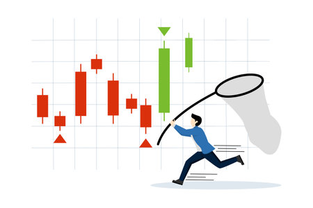 DCA, Profit in Bear market, Buy gradually when the stock price decreases. Profit from shrinking stocks Investors or business people chasing after buying stock candlesticks.のイラスト素材