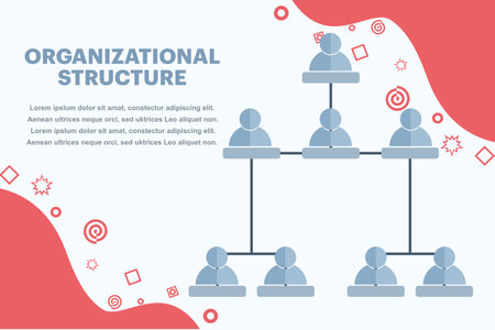 The concept of organizational structure in a company or business. Infographic design template with your text full of character. Flat vector illustration on background.のイラスト素材