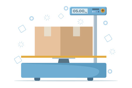 concept of electronic scales, measuring the weight of goods, scales for weighing products, electronic scales for kitchen product scales isolated on a white background.のイラスト素材