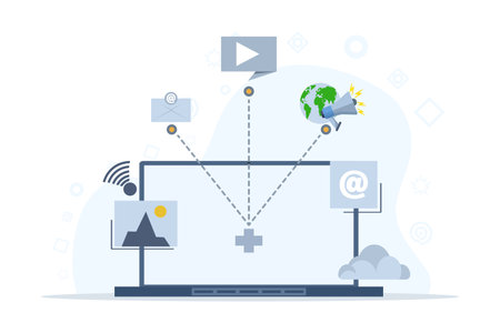 collection of digital marketing strategy concepts. Business development, social media management, SMM, brand insight, campaign strategy development, online channels metaphor.のイラスト素材