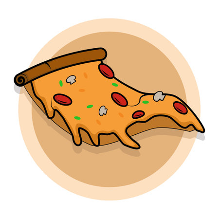 Cute Cartoon Pizza Slice Concept. fast food concept. Smiling pizza concept. pizzeria. traditional Italian cuisine. Delicacy and dessert, gourmet. Cafe or restaurant. Flat vectorのイラスト素材