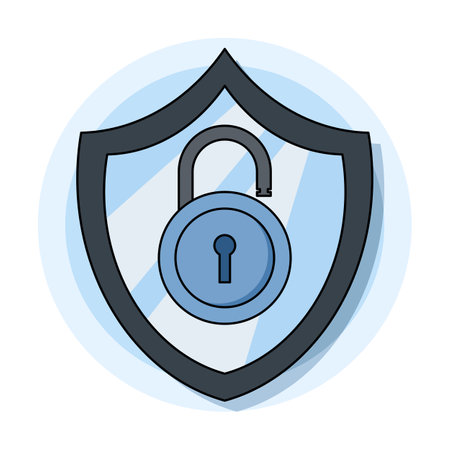 Data Protection Concept, active lock security, Data Security and Cyber ââSecurity, Security Shield With Padlock Vector Cartoon Illustration. Isolated Premium Vector Business Objectのイラスト素材