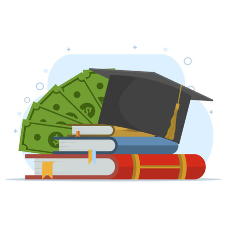 concept of education, Scholarship, Graduation Limit, and Money, Educational achievement, learning. Cartoon Vector Icon Illustration, Premium Vector Education Finance Icon Conceptのイラスト素材
