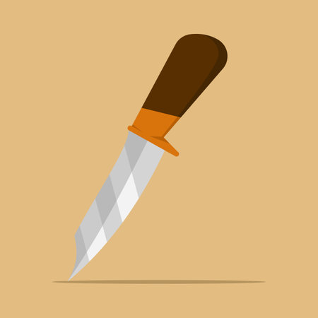 Hunting knife concept. hunting knife isolated on background. cutting tool, cutting knife or kitchen knife, combat, hunting dagger. flat Vector illustration on background.のイラスト素材