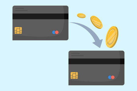 Concept of successful payment via bank debit card icon vector graphic illustration, money payment received to electronic wallet, verified check mark cash transaction image clip artのイラスト素材