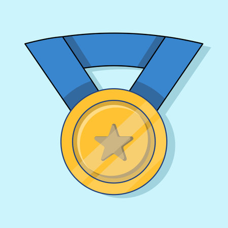 Quality Assurance Medal concept with stars and ribbons. high quality rating. reward or guarantee. Approved or Certified Medal, Education icon in background. Flat Vector Designのイラスト素材