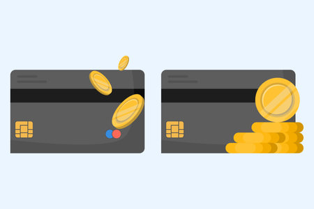 Concept of successful payment via bank debit card icon vector graphic illustration, money payment received to electronic wallet, verified check mark cash transaction image clip artのイラスト素材