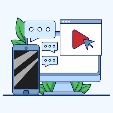 Social Media Concept, social media marketing. analyzing trends, creating promotional strategies, and advertising online. Talking Chat Speech Bubble, Vector illustration in flat webのイラスト素材