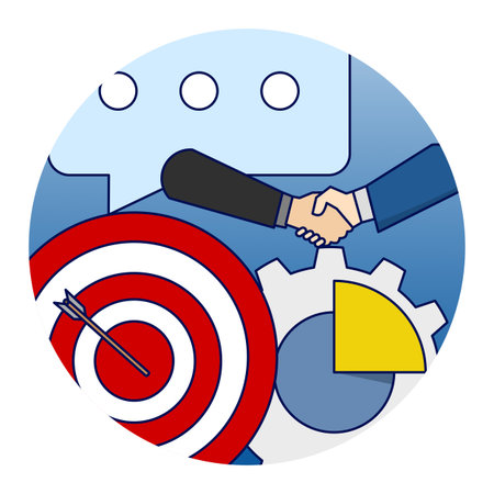 Concept of Businessman doing business Agreement, Communication illustration. Digital marketing, communication concept, chat, graphic, businessman handshake, flat vectorのイラスト素材