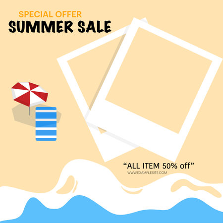 Summer Sale Design Concept for social media post illustration post summer sale social media, summer label, for summer holidays, Sumeri sale design for social media banner template,のイラスト素材