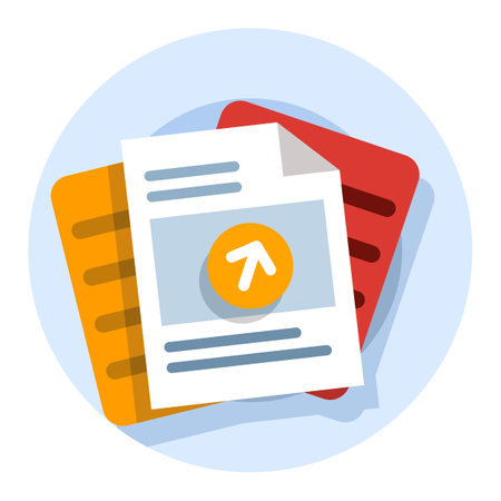 concept of Uploading office files in flat style. Uploading office document icon. File upload tasks for business and presentations, Documents from computer folders.のイラスト素材