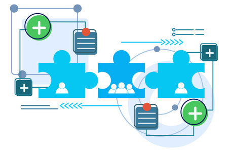 Team concept. Social connections. Human symbols are connected as a puzzle. overcoming difficulties or obstacles to achieve goals or targets, team brainstorming, Business Solutions.のイラスト素材