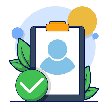 successful login concept. account has been registered, id card profile has been verified, account has been secured with password, modern graphic elements for landing page, uiのイラスト素材