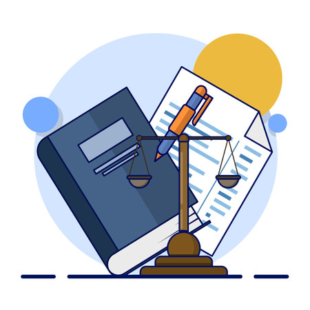 Paper Document with Scales of Justice. Advocacy Element Concept Design. law & justice, legal advice, justice, consulting, law firm and legal services concept, lawyer consultant.のイラスト素材