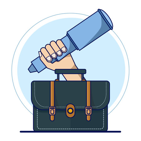 Future career concept, hope for success in finding a job or career, job promotion or business strategy, ambition to look for job opportunities, binoculars to see a bright future.のイラスト素材