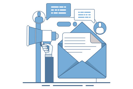 Email marketing campaign concept, Advertising, email newsletter, message, online business strategy, Marketing concept for landing page, banner, social media, infographic.のイラスト素材