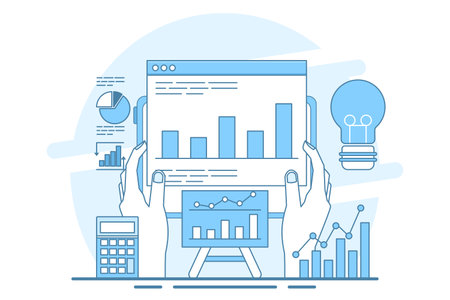 Concept about data analysis, business analysis, market research, product testing, business profit or loss report, web report dashboard monitor and data analysis research, businessのイラスト素材