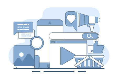 Social media Advertising concept, Social media marketing, Digital content marketing flat...