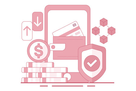 Concept of Mobile wallet or saving money online. online banking infographics, mobile bill payments, start-up business projects, online surveys, business planning. flat vectorのイラスト素材