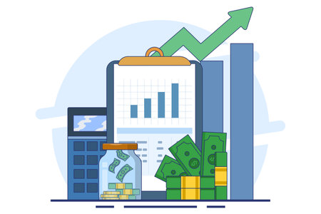 financial empowerment concept. Financial education abstract vector illustration set. Budgeting skills, investment knowledge metaphor. Flat vector illustration on background.のイラスト素材