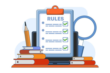 Company policy concept about rules, discussing company rules and regulations, Agreement, Corporate law and business ethics, Compliance, flat vector illustration on background.のイラスト素材