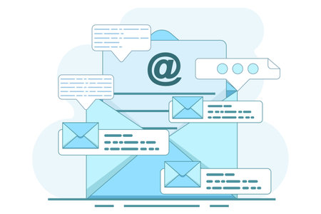 The concept of sending and receiving email messages, social networks, chat. Email Services with Correspondence Delivery. Email Services with Correspondence Delivery, Mail Messages.のイラスト素材