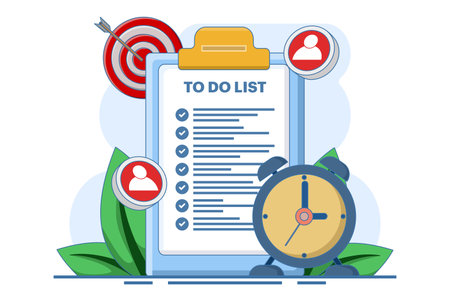 Checklist concept. Clipboard with checklist and check marks. Business plan, marketing strategy, survey, completed tasks, successful teamwork. Flat vector illustration on backgroundのイラスト素材