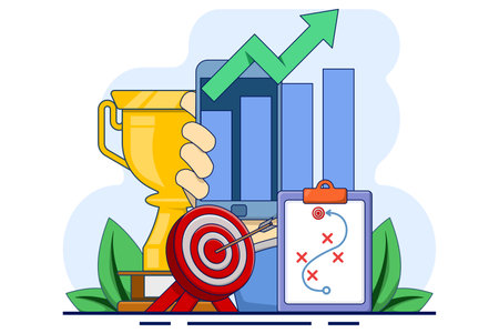 Business performance data analysis concept, search engine optimization, market research chart, Data Analysis, Financial Report, Business Strategy, Financial Forecast. flat vectorのイラスト素材