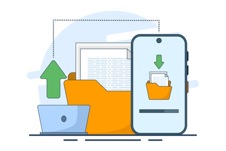 File sharing concept, data transfer, documentation transfer, cloud services, electronic document management. Browse send files for business, file management. Vector illustrationのイラスト素材