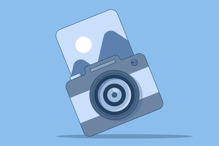 camera concept, camera taking photo, Polaroid Camera, Camera Flat Design Party Icon, vector illustration, mobile application and user interface. Isolated vector illustrationのイラスト素材