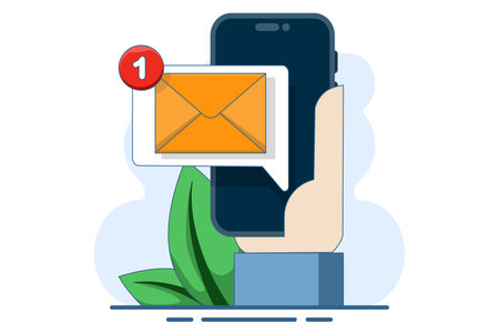 Unread email notification concept. New message on device screen. Online chat. Email message inbox notification. Envelope with new message. Email marketing, Vector illustration.のイラスト素材