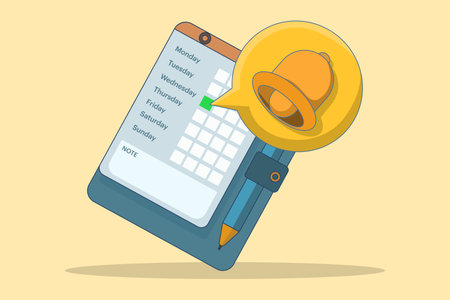 Notification or reminder concept, Calendar with golden bell reminding appointment. New important...