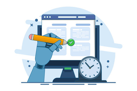 Schedule planning concept. Flat vector illustration banner. Job tasks, checklist filling, schedule making. To-do list. Business and organization concept. Flat vector illustrationのイラスト素材