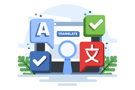 Translation concept, Translate language, Online translator mobile app on device, perform language translation. Flat illustration vector template on background.のイラスト素材